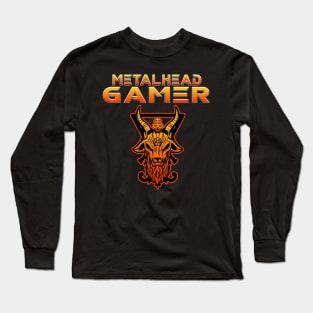 Metalhead Gamer Baphomet Orange Long Sleeve T-Shirt